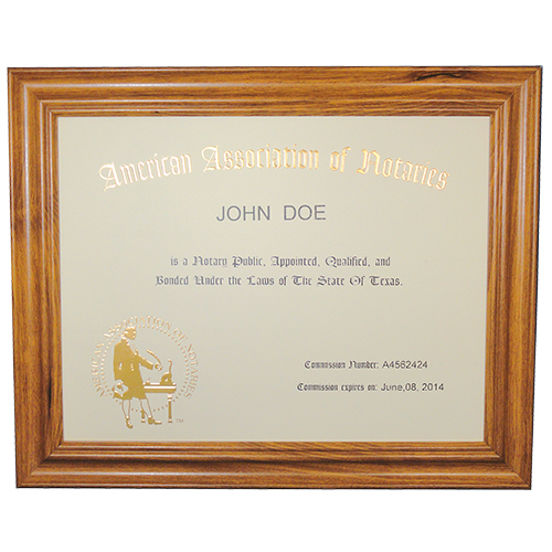 Arizona Notary Unofficial Commission Certificate Frame